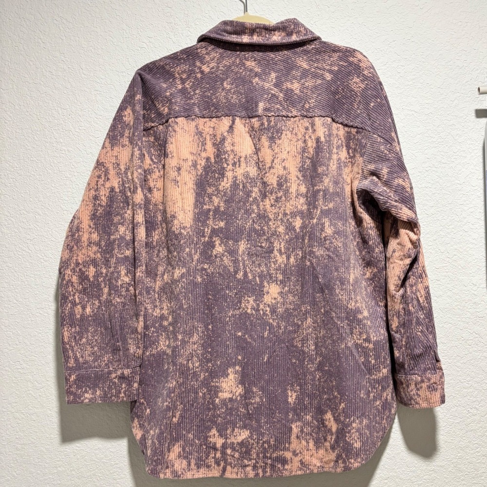 Mystree Shacket Corduroy Bleached Purple Pink Oversized Button Up Shirt Jacket M - Picture 3 of 11